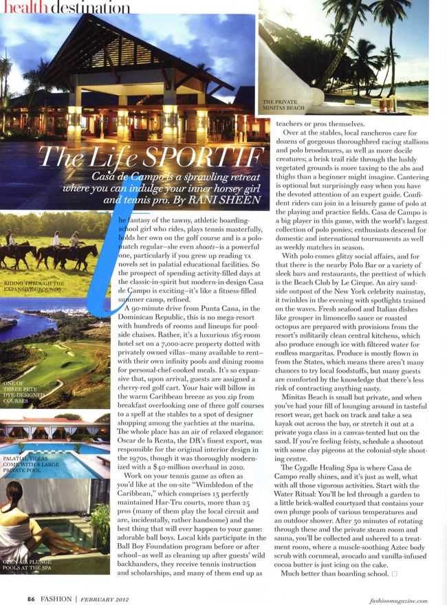 Casa de Campo in the News Fashion Magazine declares Casa de Campo "a