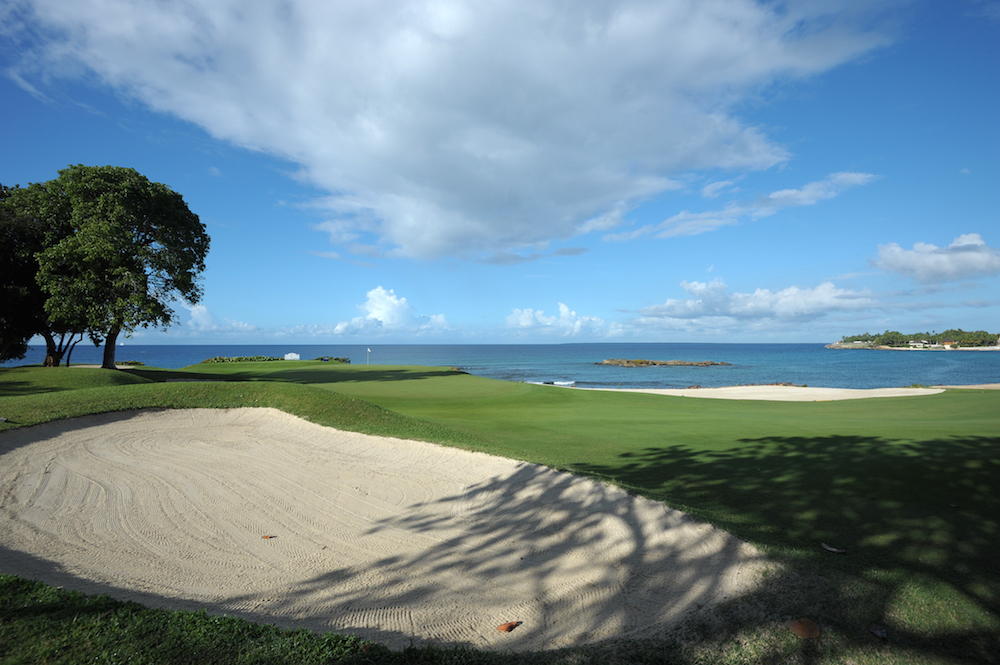 LA ROMANA, REPÚBLICA DOMINICANA - MAY 13: Nice general view of the 15th hole fairway and green during practice for the Dominican Republic Open at Teeth of the Dog Casa de Campo on May 13, 2014 in La Romana, República Dominicana. (Photo by Enrique Berardi/PGA TOUR) *** Local Caption ***