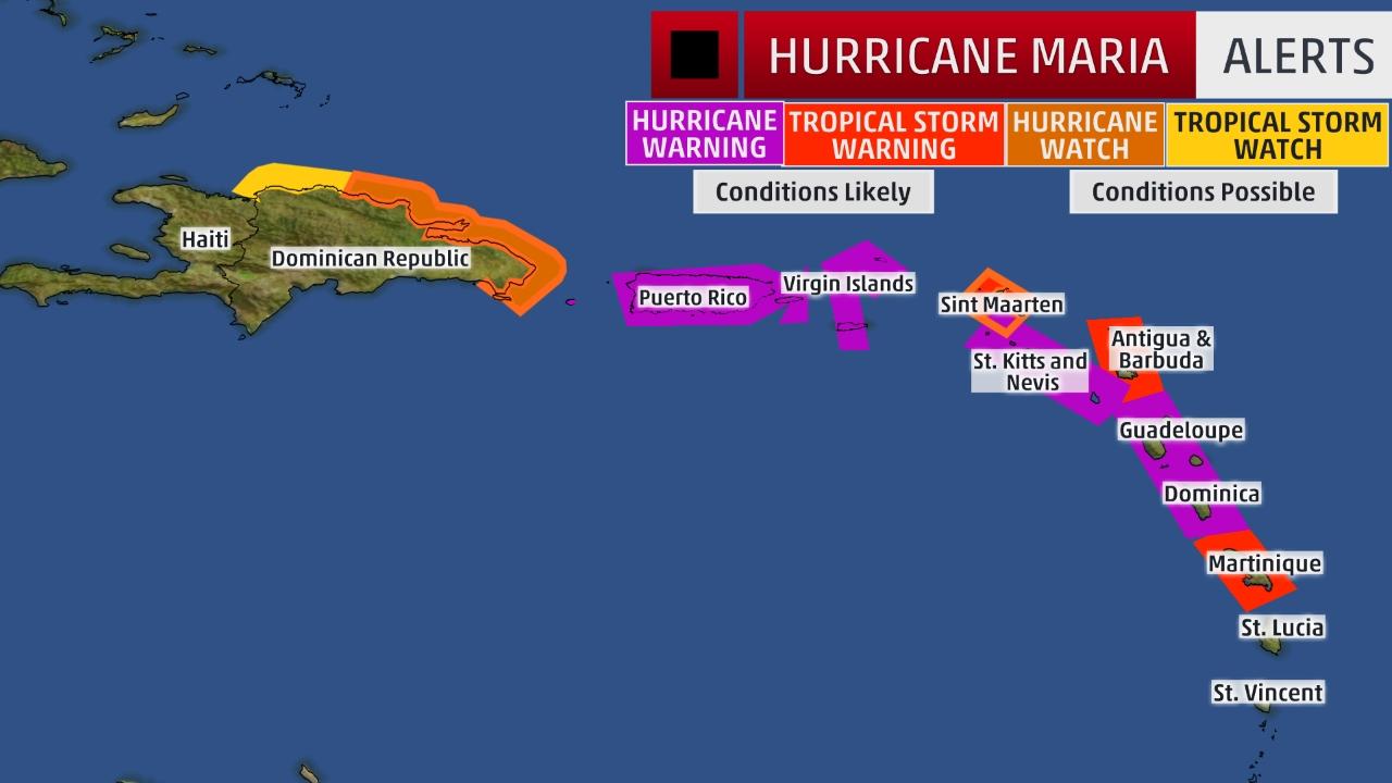 Hurricane Maria Hurricane Watch issued for Dominican Republic